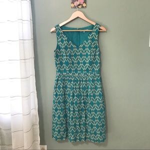 Antonio Melani Teal and Cream Dress Size 6